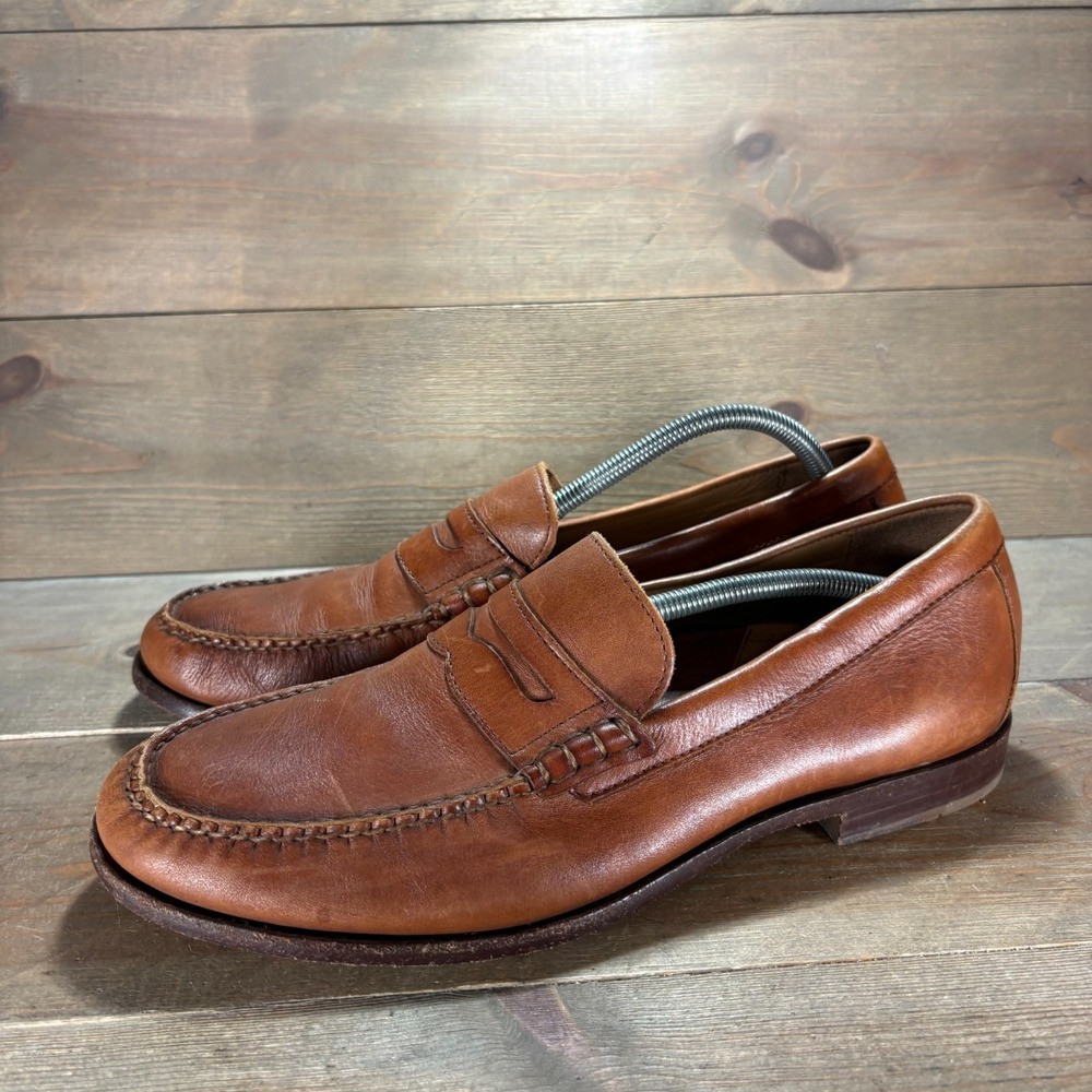 cole haan Mens size 10 shoes Brown Leather Handsewn Moc Toe Penny Loafers